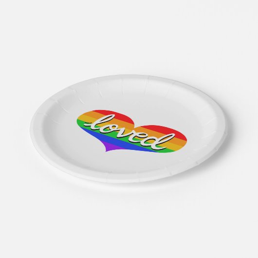 VEEL GELIEFD -aanbeden - Regenboog liefde hart- Papieren Bordje (Gekanteld)