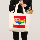 VEEL GELIEFD -Adored - Regenboog gekleurd liefdesh Grote Tote Bag (Voorkant (product))