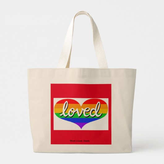 VEEL GELIEFD -Adored - Regenboog gekleurd liefdesh Grote Tote Bag (Achterkant)