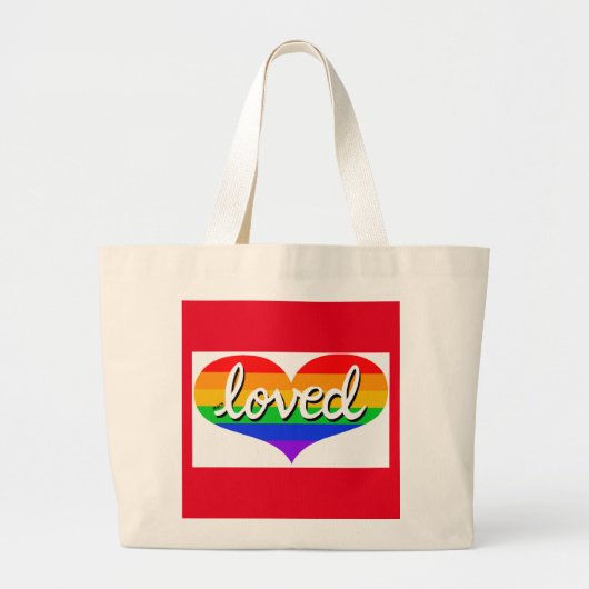 VEEL GELIEFD -Adored - Regenboog gekleurd liefdesh Grote Tote Bag (Voorkant)