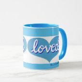 VEEL GELIEFD - Blauwe liefdesharten Mok (Voorkant rechts)