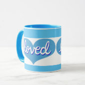 VEEL GELIEFD - Blauwe liefdesharten Mok (Voorkant links)