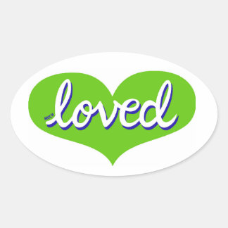 Veel Geliefd - Groen liefdeshart - Ovale Sticker