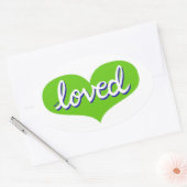 Veel Geliefd - Groen liefdeshart - Ovale Sticker (Envelop)