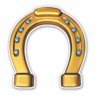 Veel geluk met gouden hoefijzer vinyl sticker