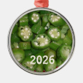 Veel gesneden gekookte okra-versiering metalen ornament (Voorkant)