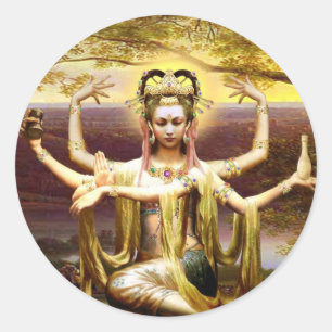 Veel gewapende Kwan Yin Ronde Sticker