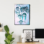 veel gezichten tekenen poster (Thuiskantoor)
