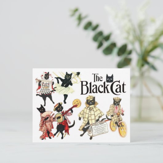 Veel gezichten van de zwarte kat briefkaart (Staand voorkant)