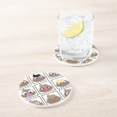 Veel gezichten weergeven zandsteen onderzetter (Zijkant)