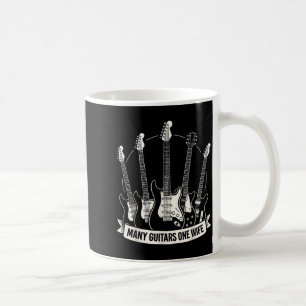 Veel Gitaren Eén Vrouw Grappige Muzikant Gitarist Koffiemok