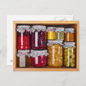 Veel glazen flessen met conserven briefkaart (Voorkant / Achterkant)