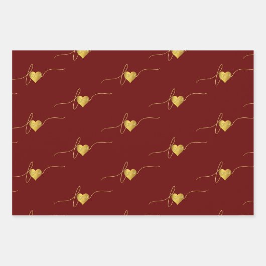 VEEL GOUDE MODERNE SCHERPEN MET HARTEN INPAKPAPIER VEL (Voorkant 3)