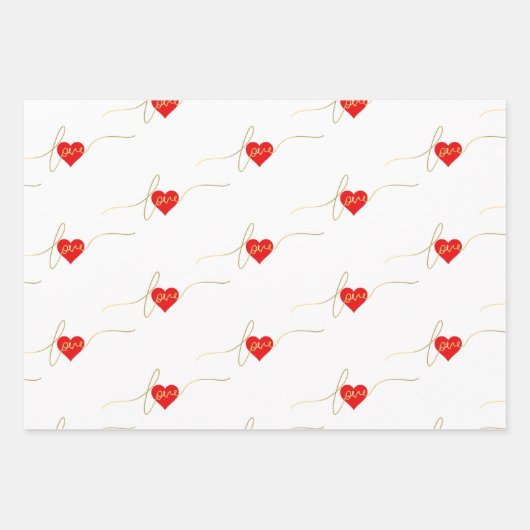 VEEL GOUDE MODERNE SCHERPEN MET HARTEN INPAKPAPIER VEL (Voorkant)