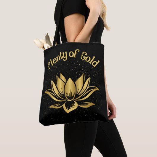 Veel gouden lotus tote bag (Dichtbij)