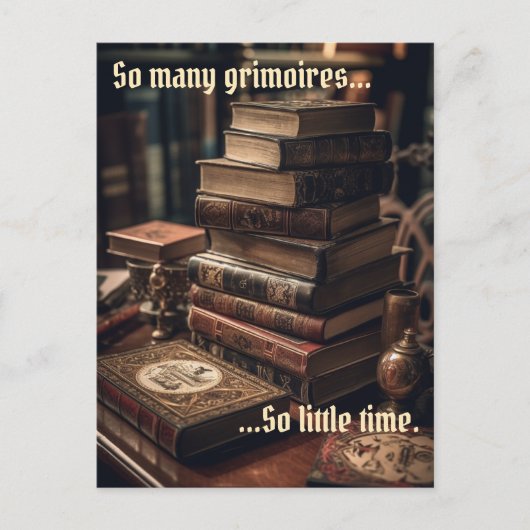 Veel Grimoires Wicca Briefkaart (Voorkant)