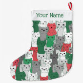 Veel groene rode katten ontwerpen kerststaart grote kerstsok (Achterkant)