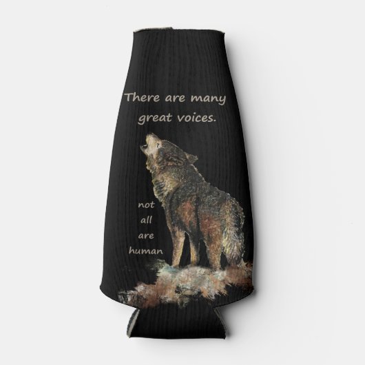 Veel grote stemmen Inspirerend Wolf Quote Flesjeskoeler (Voorkant)