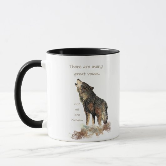 Veel grote stemmen Inspirerend Wolf Quote Mok (Links)