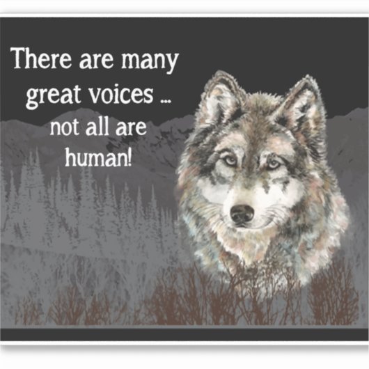 Veel grote stemmen niet alle menselijke wolf citer sticker (Voorkant)