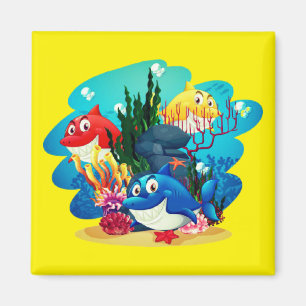 Veel haaien onder water Cartoon-23986 Magneet
