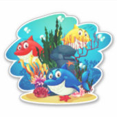 Veel haaien onder water Cartoon-23986 Sticker (Voorkant)