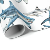 Veel haaien Waterverf Cadeaupapier (Rol Hoek)