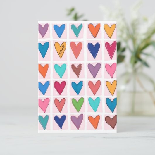 Veel harten bedankkaart (Staand voorkant)