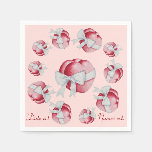 veel harten en bogen rood en roze servet (Voorkant)