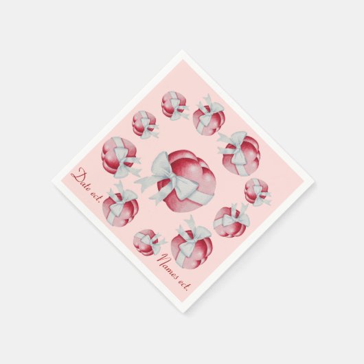 veel harten en bogen rood en roze servet (Hoek)