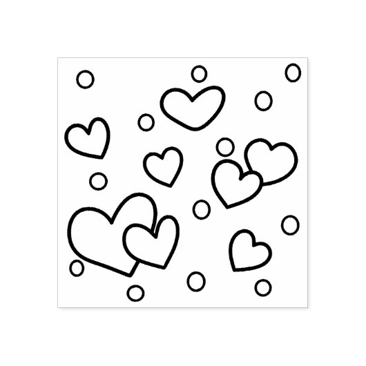 Veel harten en cirkels rubberstempel (Afrduk)