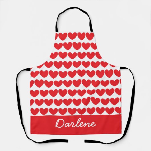 Veel harten, rood en wit schort (Voorkant)