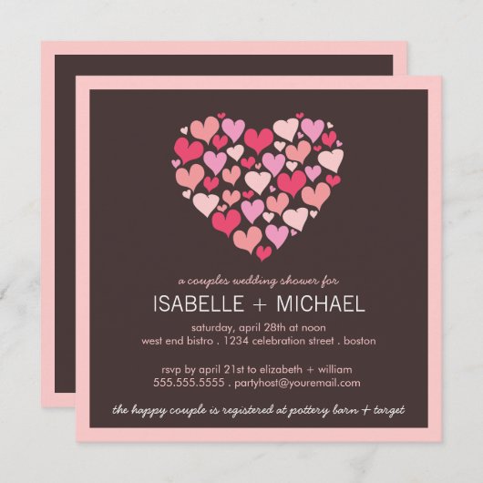 Veel hartenparen Wedding Shower-uitnodiging Kaart (Voorkant / Achterkant)