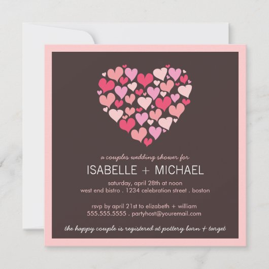 Veel hartenparen Wedding Shower-uitnodiging Kaart (Voorkant)