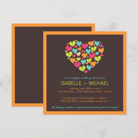 Veel hartenparen Wedding Shower-uitnodiging Kaart (Voorkant / Achterkant)