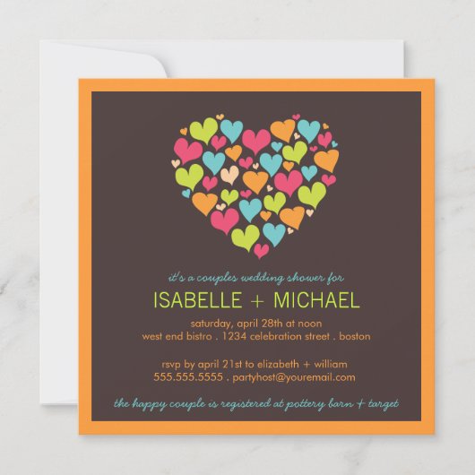 Veel hartenparen Wedding Shower-uitnodiging Kaart (Voorkant)