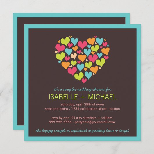 Veel hartenparen Wedding Shower-uitnodiging Kaart (Voorkant / Achterkant)