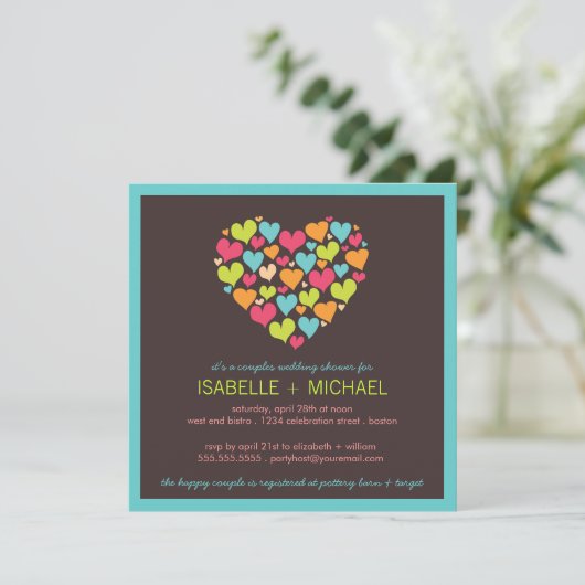 Veel hartenparen Wedding Shower-uitnodiging Kaart (Staand voorkant)