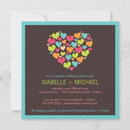 Veel hartenparen Wedding Shower-uitnodiging Kaart (Voorkant)