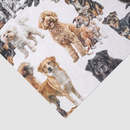 Veel honden en een kat tissuepapier (Detail)