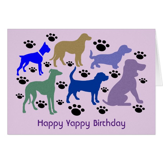 Veel honden "Happy Yappy Birthday"-Kaart (Voorkant Horizontaal)