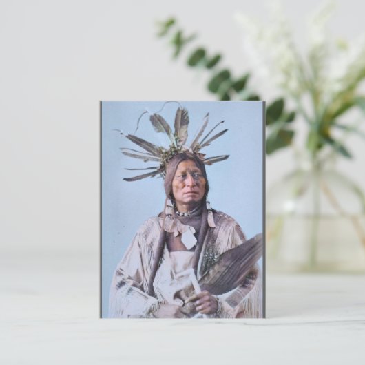 Veel hoorns. Sioux Man. (circa 1890) Briefkaart (Staand voorkant)