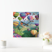 Veel hot-Air-ballons Square Wall Clock Vierkante Klok (Huis)