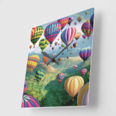 Veel hot-Air-ballons Square Wall Clock Vierkante Klok (Hoek)