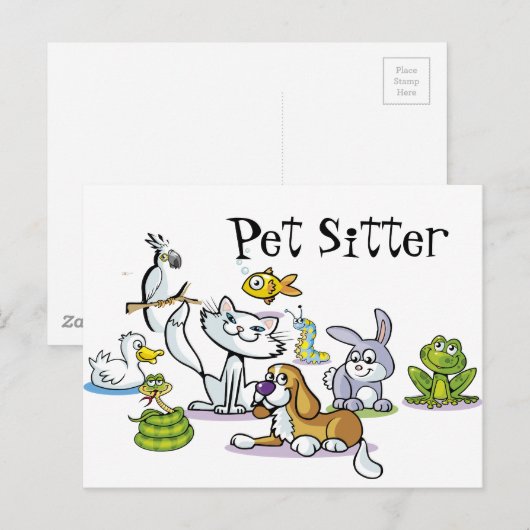 Veel huisdieren briefkaart (Voorkant / Achterkant)