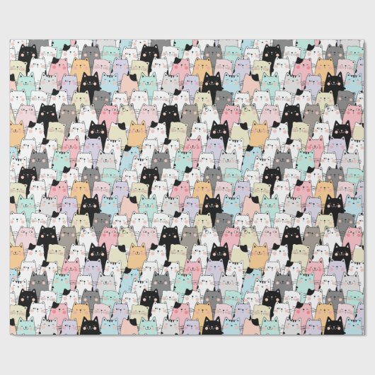 Veel kat inpakpapier (Vlak)