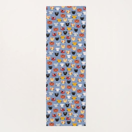 Veel katten blauw yogamat (Achterkant)