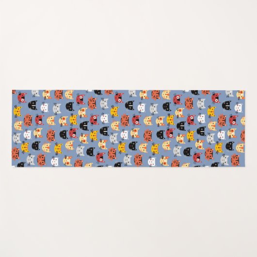 Veel katten blauw yogamat (Voorkant (horizontaal))