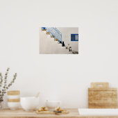 Veel katten op een witte trap in een Grieks dorp Poster (Keuken)