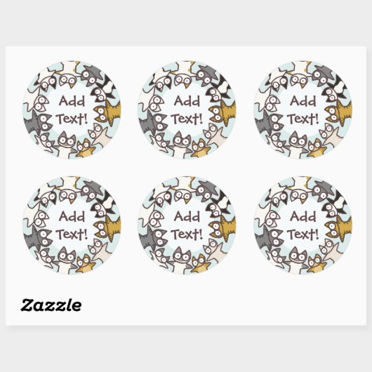 Veel katten ronde sticker (Vel)